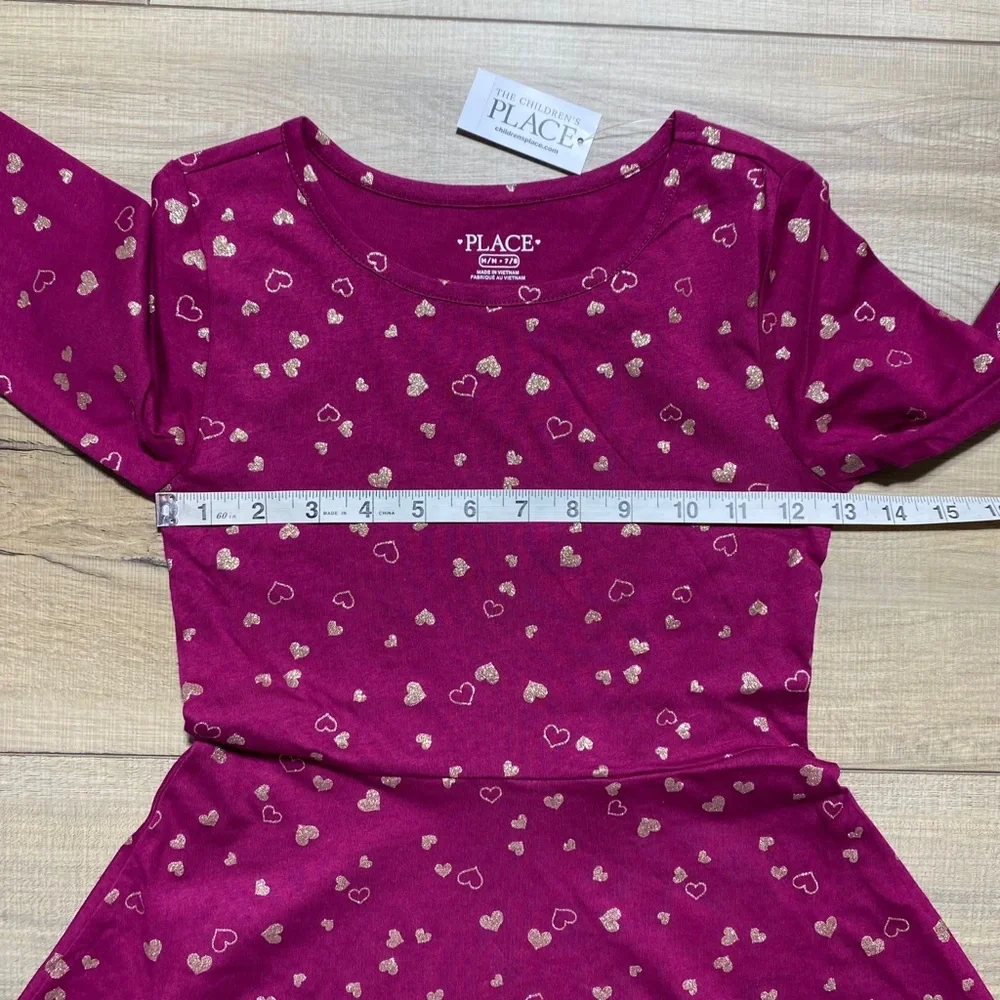 The Children's Place Girls Long Sleeve‎ Heart Skater Everyday Dress Medium 7/8 - Picture 2 of 10